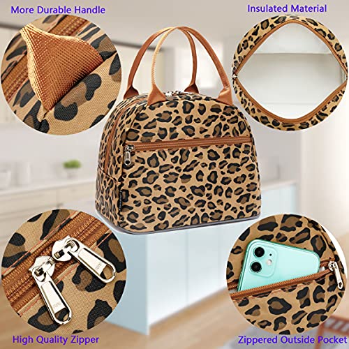 FlowFly Leopard Insulated Lunch Cooler Bag - Tote Organizer for Women/Men, Leopard - Image 5