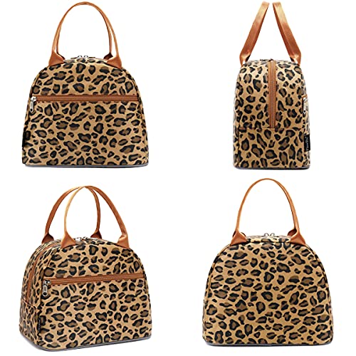 FlowFly Leopard Insulated Lunch Cooler Bag - Tote Organizer for Women/Men, Leopard - Image 4