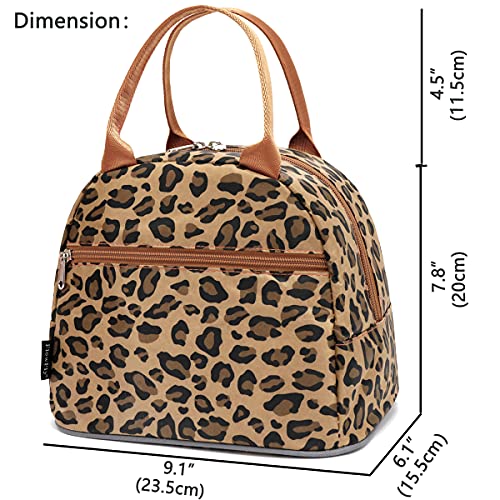 FlowFly Leopard Insulated Lunch Cooler Bag - Tote Organizer for Women/Men, Leopard - Image 3