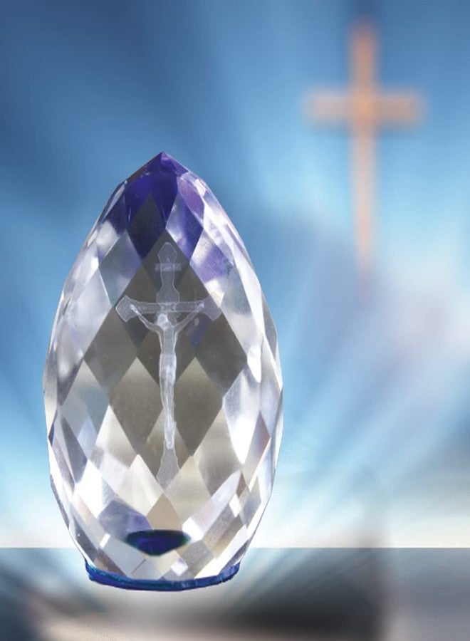 Lilone 3D Cross Crystal Cube Figurine Diamond Shape - Size 3 Inch (Christmas Decoration) - Image 1