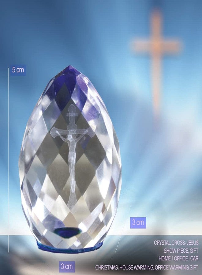 Lilone 3D Cross Crystal Cube Figurine Diamond Shape - Size 3 Inch (Christmas Decoration) - Image 2