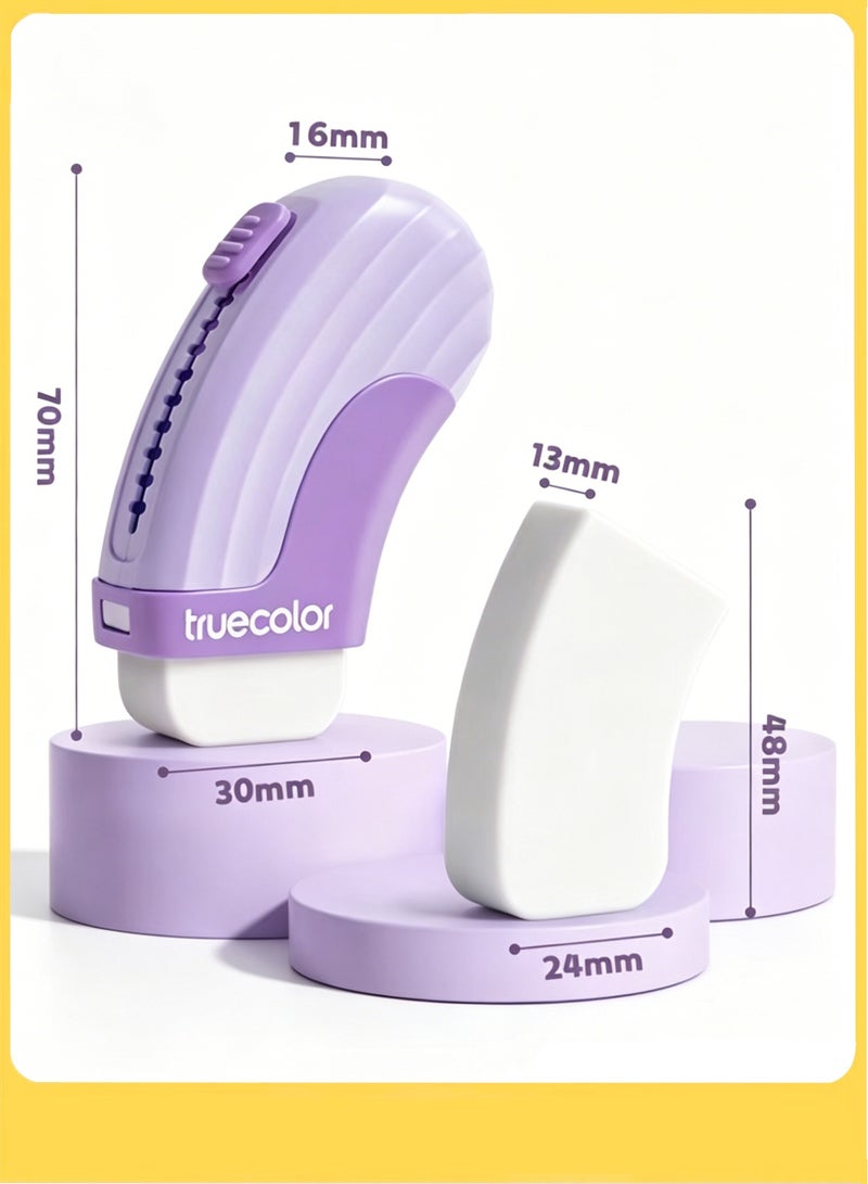 TrueColor 4 Pieces Retractable Erasers, Arc-shaped Design Erasers, Pencil Erasers , Push-Pull Rubber Eraser for Kids Boys Girls Students , School Office Supply Stationery - Image 2