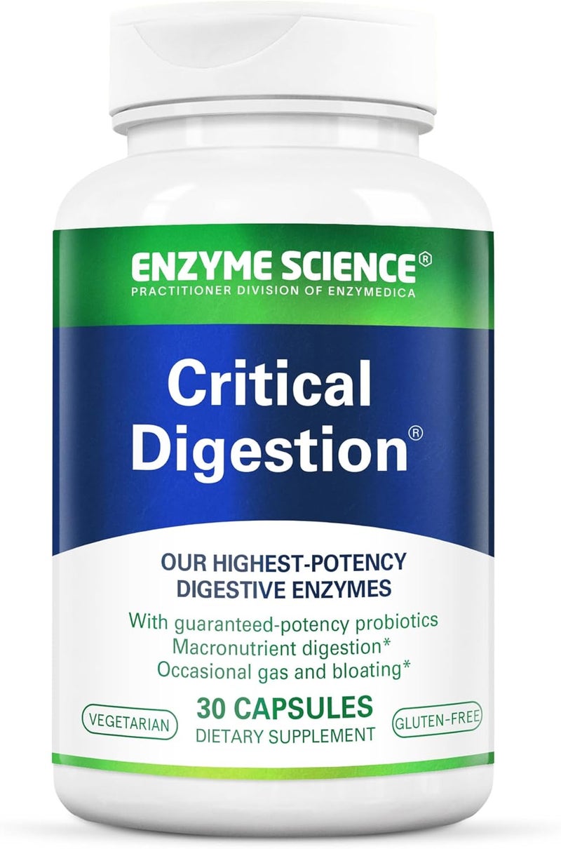 Enzyme Science Critical Digestion  Digestive enzymes for Women and for Men with probiotics  High Potency Support for Digestion  Digestive Health  Enzimas digestivas y probioticos  30 Capsules - Image 1