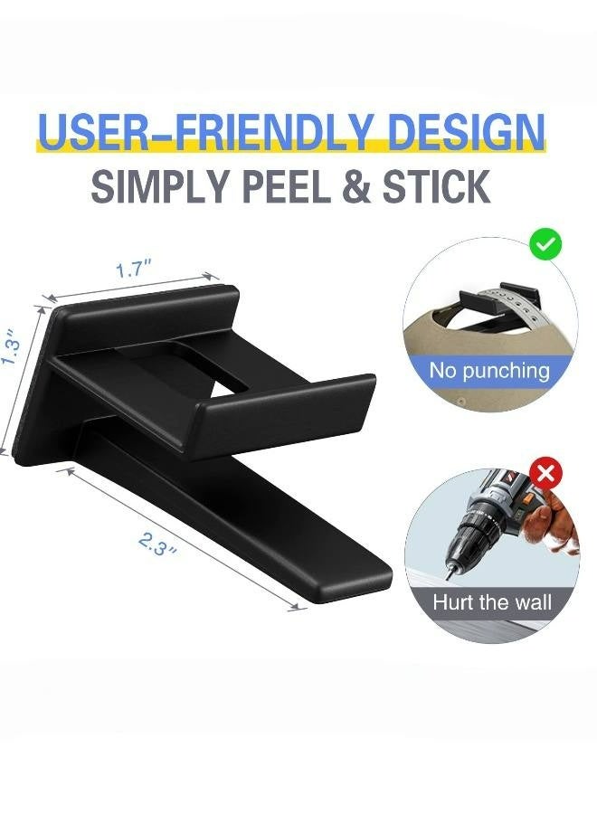 Adhesive Hat Hooks for Wall (12 Pack) Minimalist Rack Design, No Drilling, Strong Hold Hangers Room & Mancave (Black)  - Image 2