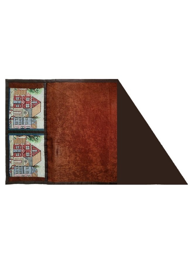Kuber Industries Kuber Industries House Print Velvet Fridge Top Cover with 4 Utility Side Pockets (Brown) - Image 3