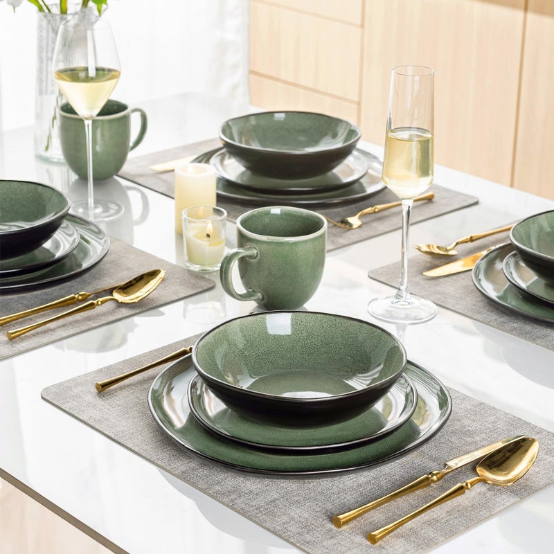 AmorArc Ceramic Dinnerware Sets,Handmade Reactive Glaze Stoneware Plates and Bowls Set,Highly Chip and Crack Resistant | Dishwasher & Microwave Safe Dishes Set,Service for 4 (12pc) - Image 4