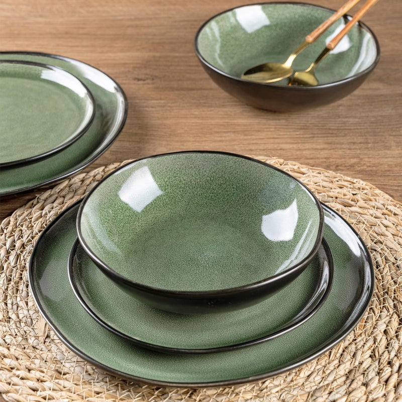 AmorArc Ceramic Dinnerware Sets,Handmade Reactive Glaze Stoneware Plates and Bowls Set,Highly Chip and Crack Resistant | Dishwasher & Microwave Safe Dishes Set,Service for 4 (12pc) - Image 5