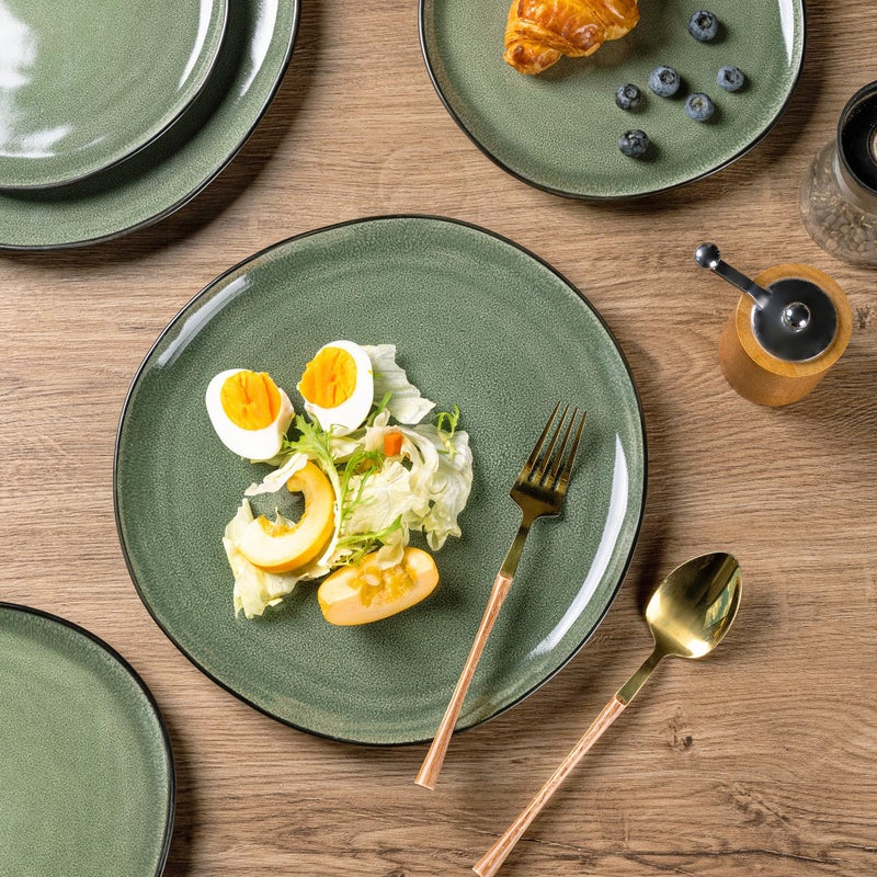 AmorArc Ceramic Dinnerware Sets,Handmade Reactive Glaze Stoneware Plates and Bowls Set,Highly Chip and Crack Resistant | Dishwasher & Microwave Safe Dishes Set,Service for 4 (12pc) - Image 3