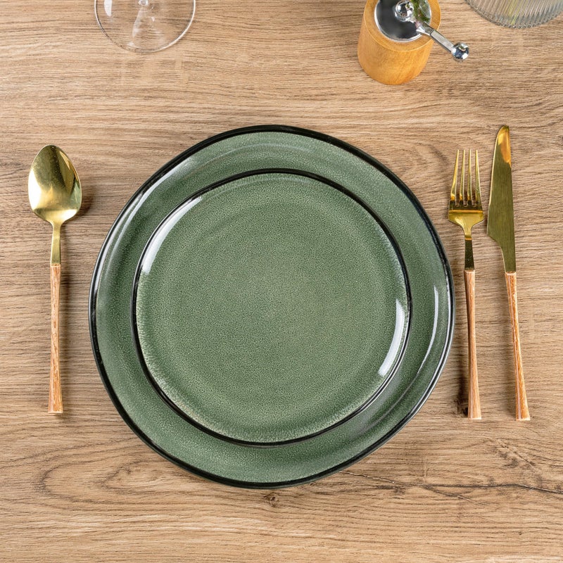 AmorArc Ceramic Dinnerware Sets,Handmade Reactive Glaze Stoneware Plates and Bowls Set,Highly Chip and Crack Resistant | Dishwasher & Microwave Safe Dishes Set,Service for 4 (12pc) - Image 2