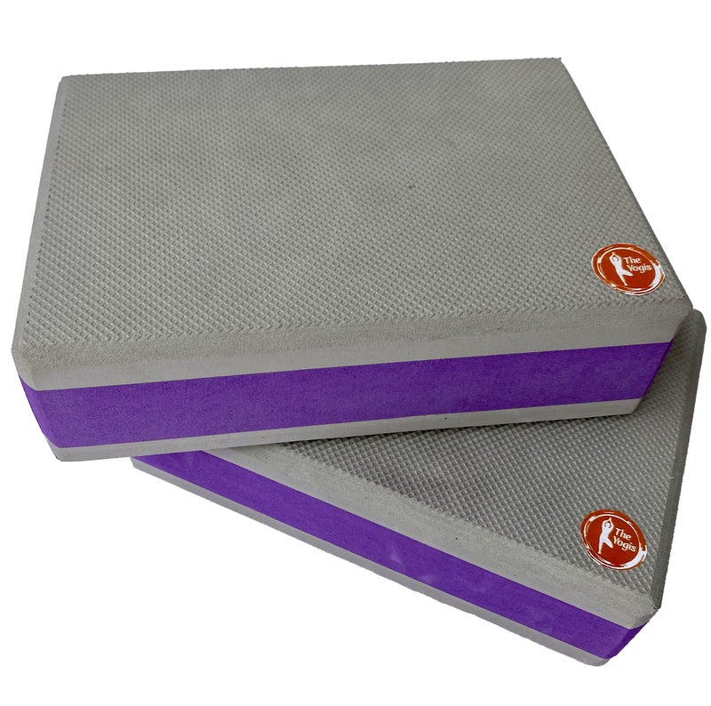The Yogis High Density Foam Yoga Block Brick * [ Set of 2 ] * Large Size [ Free - Yoga Belt ] Made in India (Gray) - Image 3