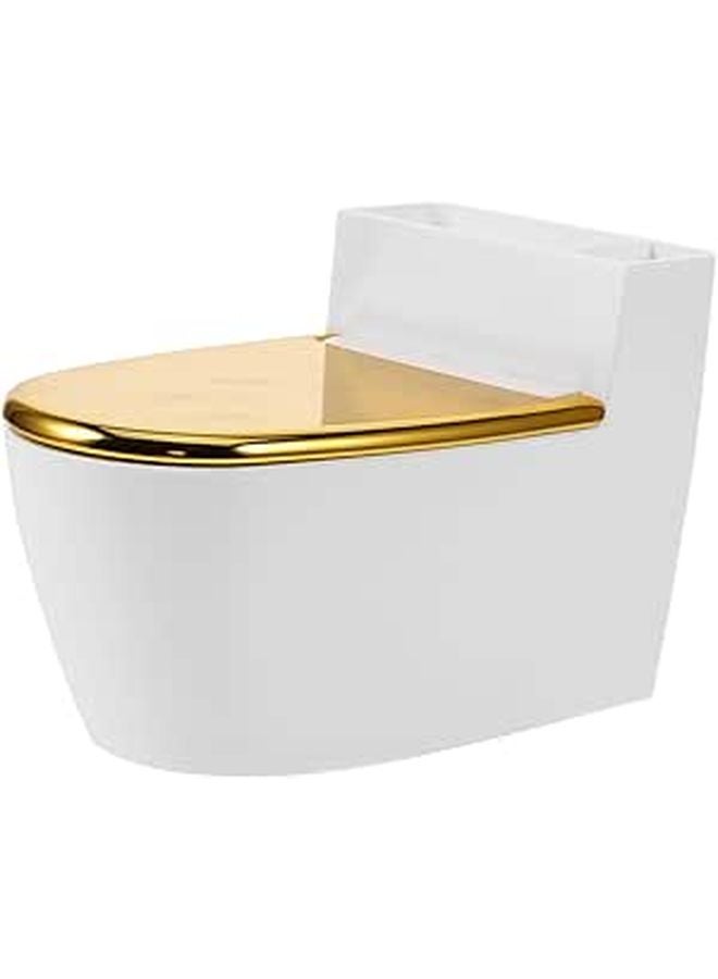 Wall Mounted Toilet Shaped Ashtray With Lid Fire Resistant Bathroom Home Decor White Gold - Image 1