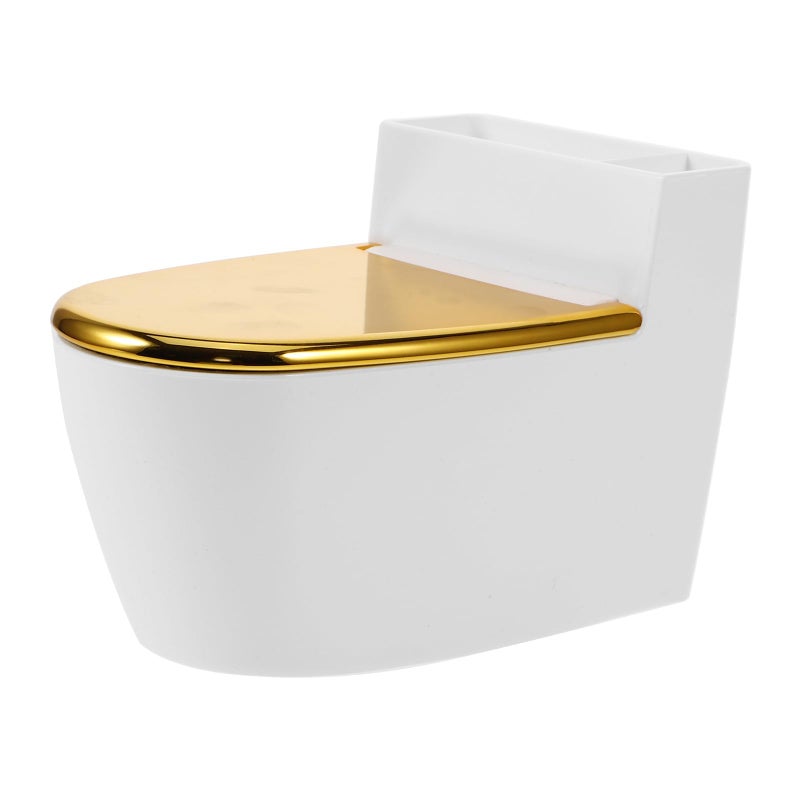 Wall Mounted Toilet Shaped Ashtray With Lid Fire Resistant Bathroom Home Decor White Gold - Image 2
