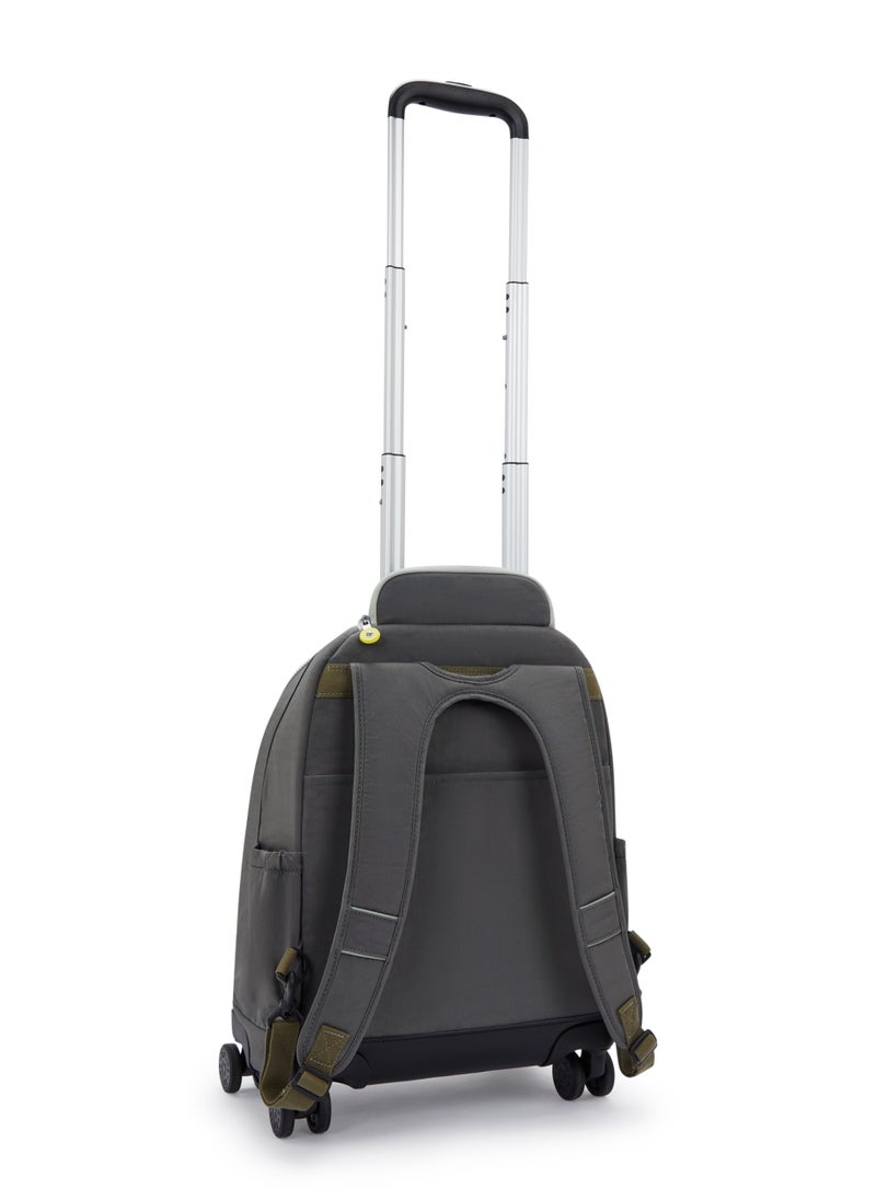 kipling New Zea Kids' 4-Wheeled School Trolley Backpack with 15 inch Laptop Compartment, 2.35kg, 26L - Back to Grey - Grey  - Image 2