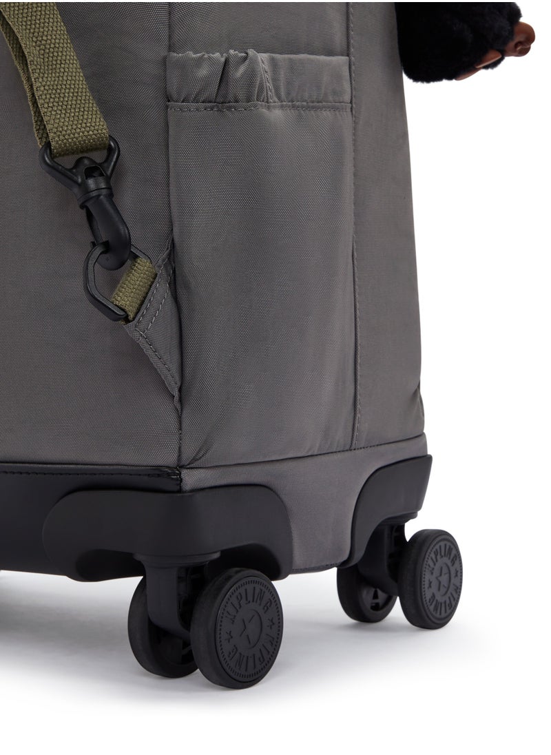 kipling New Zea Kids' 4-Wheeled School Trolley Backpack with 15 inch Laptop Compartment, 2.35kg, 26L - Back to Grey - Grey  - Image 5