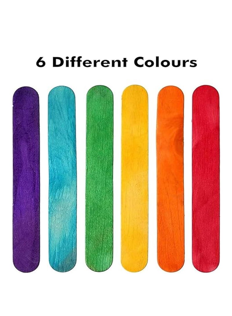 ATKET 12-Piece Wooden Popsicle Sticks Assorted Colours 20cm Length - Image 2