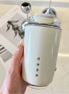 smeg Travel Coffee Mug, 350ml Insulated Beverage Cup With Leakproof Lid, Long Lasting Coffee Tumbler With Lid And Straw, Travel Coffee Thermos White  - Image 1