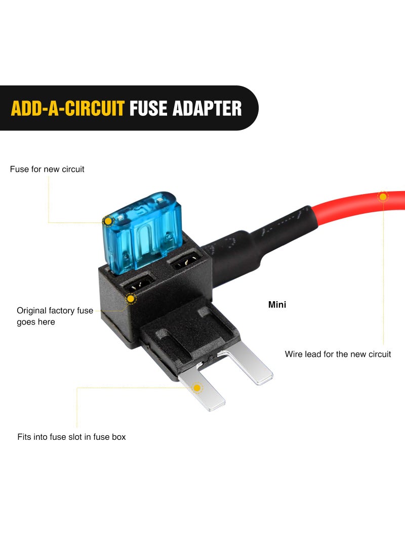 Nilight Nilight Fuse Holder Add-a-circuit Fuse TAP Adapter Mini ATM APM Blade Fuse Holder-10 Pack , 2 years Warranty  - Image 5