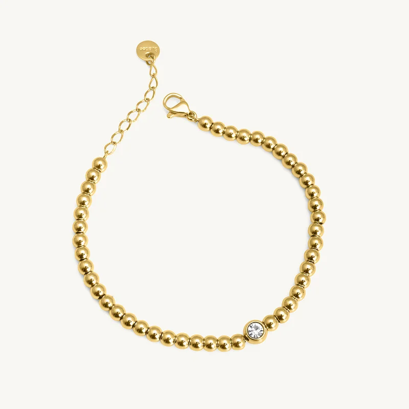Palmonas 18k Gold Plated Beads Of Joy Chain Bracelet For Women - Waterproof & Anti-Tarnish