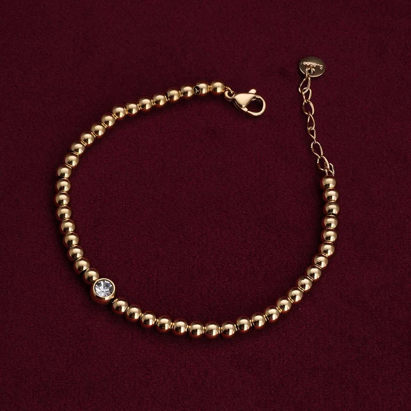 Palmonas 18k Gold Plated Beads Of Joy Chain Bracelet For Women - Waterproof & Anti-Tarnish