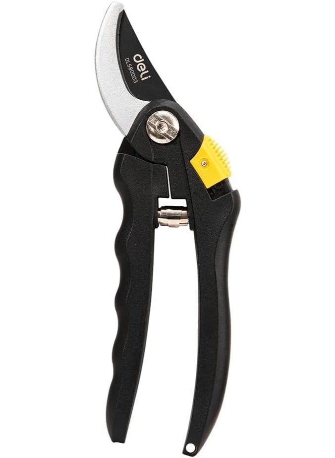 Deli Gardening Tool Set – 3-Piece Pruning Shears Kit, Polished Alloy Steel Blades, Non-Slip Wooden Handles, Yellow/Black – EDL580003 - Image 2