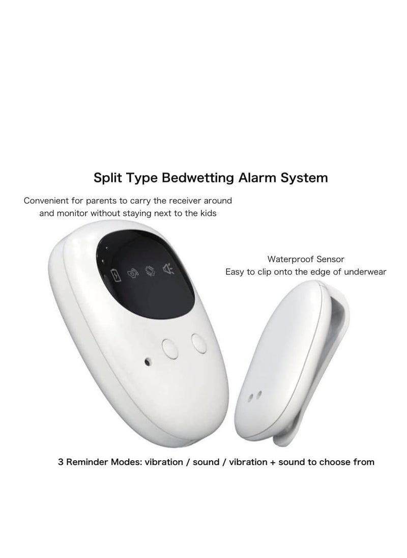 Wireless Bed Wetting Alarm System, USB Rechargeable Alarm with Loud Sound and Strong Vibration, Bed Wetting Sensor with 3 Reminder Modes for Kids, Elderly