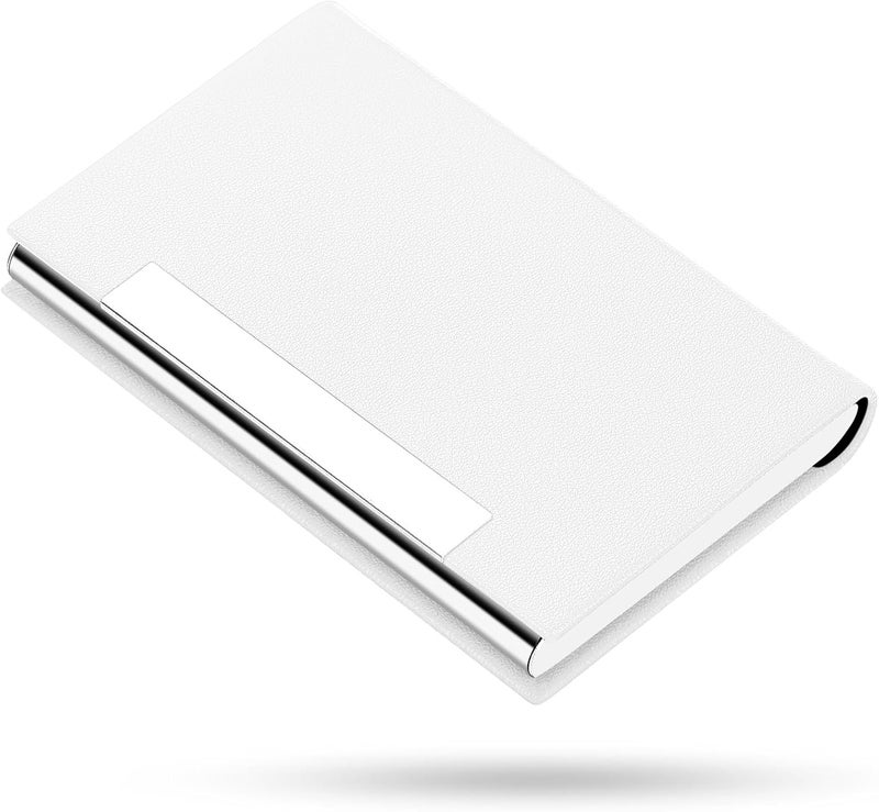 Padike Business Card Holder, Business Card Case Professional PU Leather & Stainless Steel Multi Card Case,Business Card Holder Wallet Credit Card ID Case/Holder for Men & Women. (T-White) - Image 1