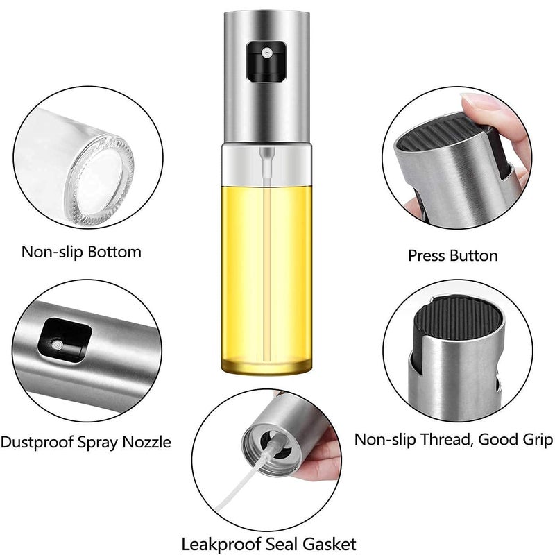 NOBILEA Oil Sprayer for Cooking 100ml Oil Spray Bottle Versatile Glass for Cooking Baking Roasting Grilling with Silicone Oli Brush or Spatula 1 - Image 4