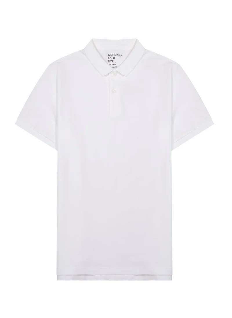 جيوردانو Men's Solid Polo  - White