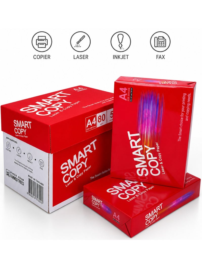 SMART COPY 1-Carton A4 Size Multi Purpose Copy Paper 80gsm Thickness 2500 Sheets - Image 1