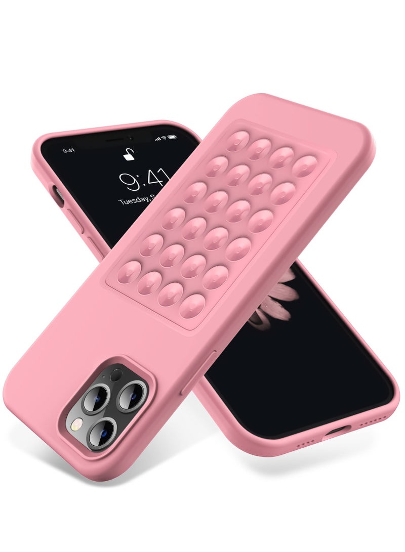 جراب هاتف من السيليكون الناعم مع حامل حماية كاملة ومضاد للصدمات لهاتف iPhone 13 Pro Max (وردي)