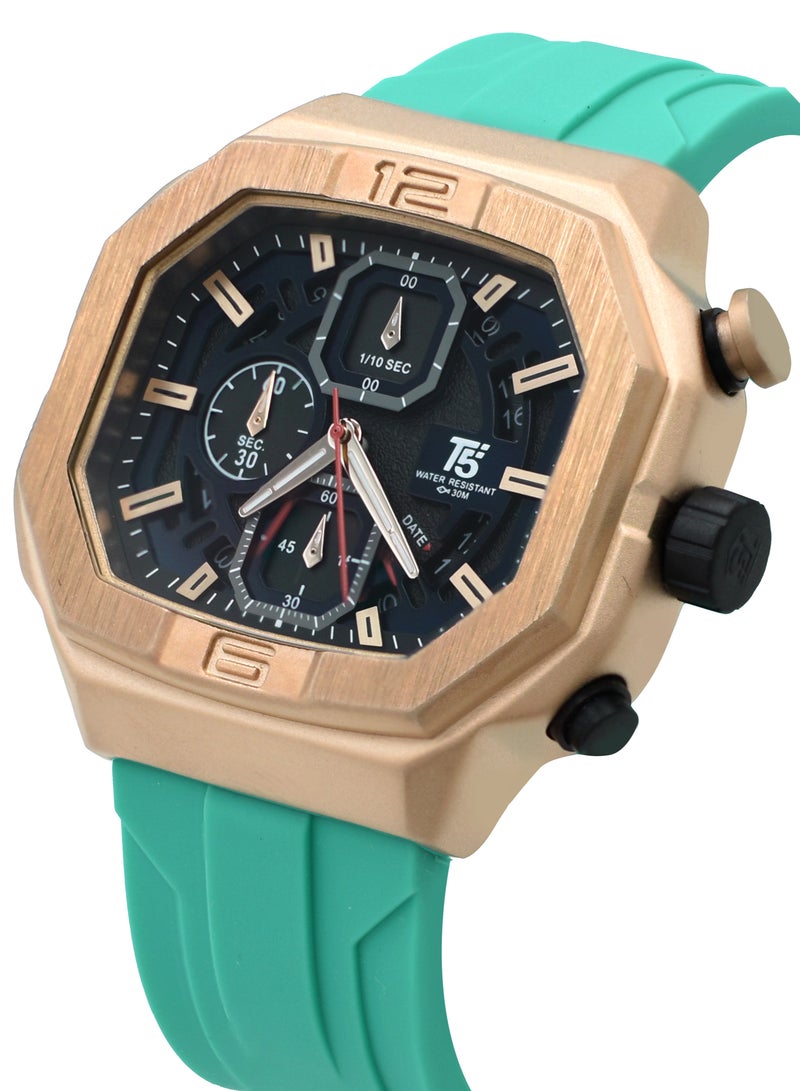 T5 Mens Chronograph Silicone Strap Watch - Image 3