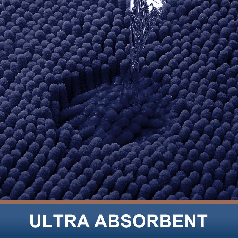Smiry Luxury Chenille Bathroom Rugs 47x17, Extra Soft and Absorbent Shaggy Bath Mat, Machine Washable, Non-Slip Plush Carpet Runner for Tub, Shower, and Floor, Home Decor Accessories, Navy Blue - Image 5
