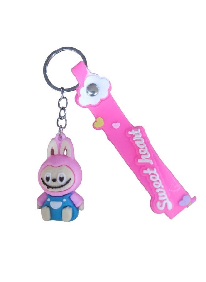 Labubu Toy Keychain Cartoon 3D Plastic Lovely Keychain (Assorted Color)