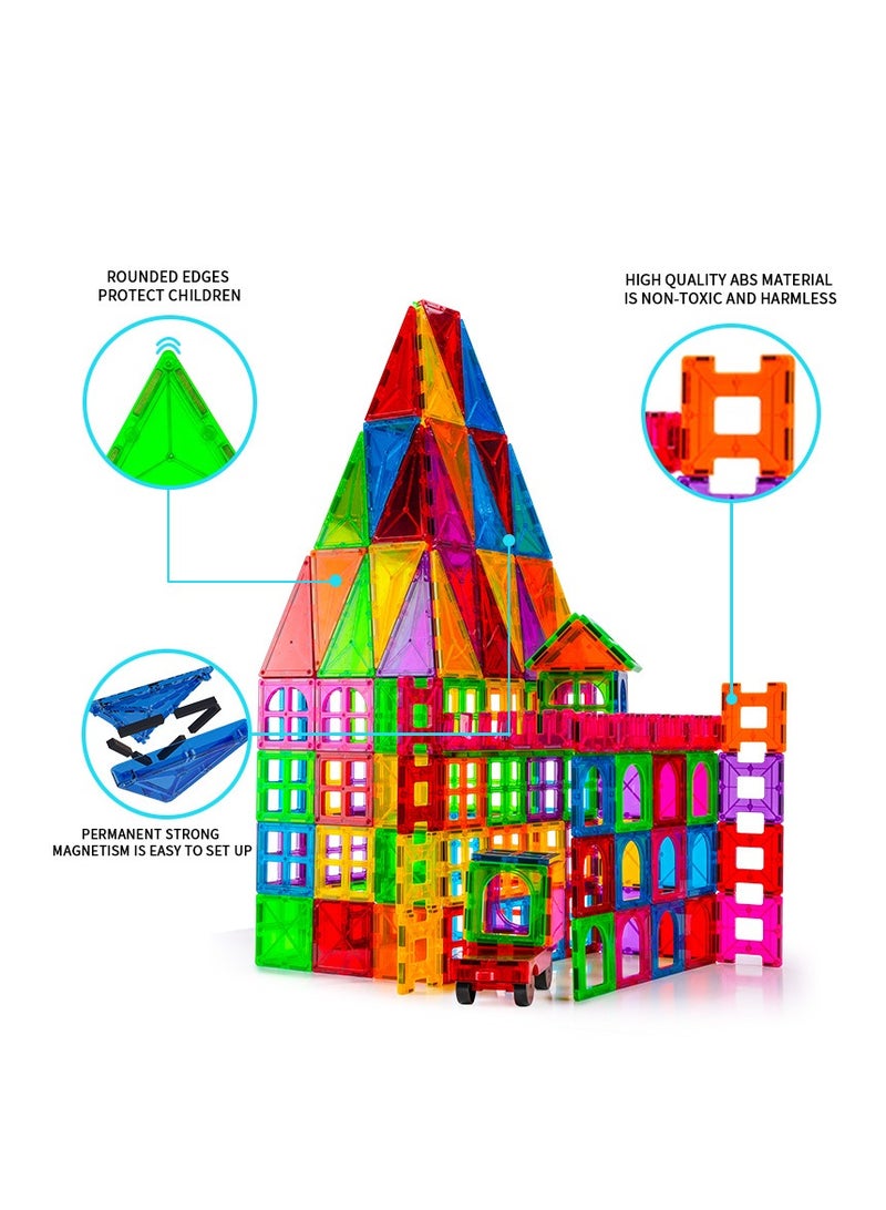 الألواح المغناطيسية للأطفال، 60 قطعة من وحدات البناء ثلاثية الأبعاد المجموعة الإنشائية -الإبداع المطلق بلا حدود وتعليم العلوم والتكنولوجيا والهندسة والرياضيات (60 قطعة) - Image 2