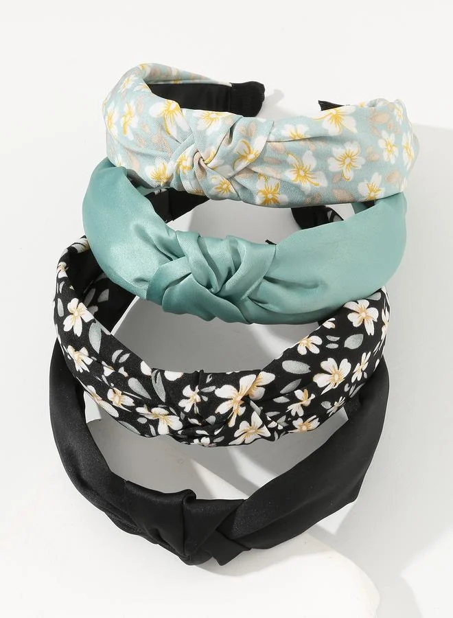 Take Two  Set of 4 - Floral Print Knot Headband for Women | Best Price UAE