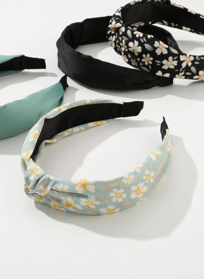 تايك تو Set of 4 - Floral Print Knot Headband