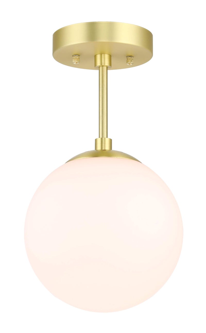XiNBEi Lighting Semi Flush Light 1 Light Semi Flush Mount Ceiling Light, Globe Ceiling Light Satin Brass Finish for Living & Dinning Room XB-SF1211-SB - Image 1