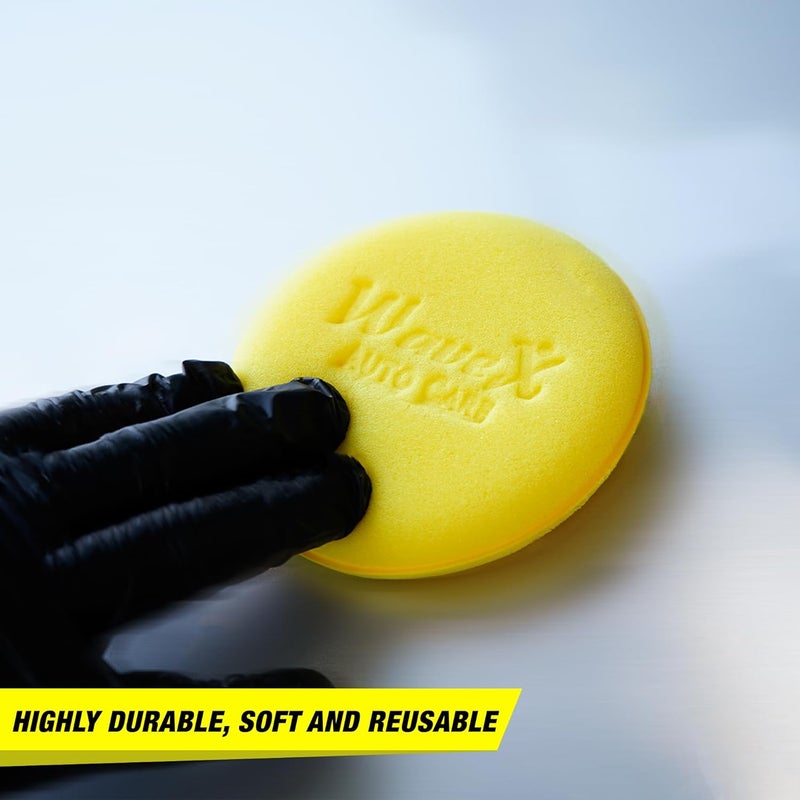Wavex Ultrafine Foam Sponge Applicator for Car Wax, Dashboard Dressing and Many More (Pack of 3 Yellow) - Image 5