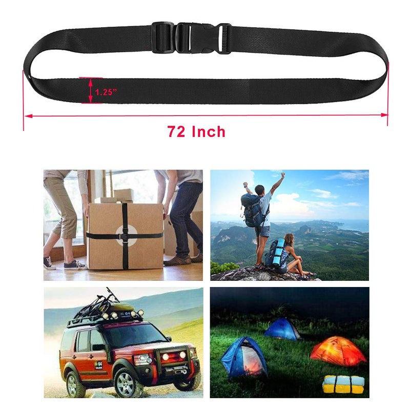 Vigorport Utility Straps with Quick Release Buckle,Nylon Backpack Accessory Sleeping Bag Strap,1.25"*72" Adjustable for Hiking,Travel,Outdoor Sports-4 Pack(Black) - Image 5