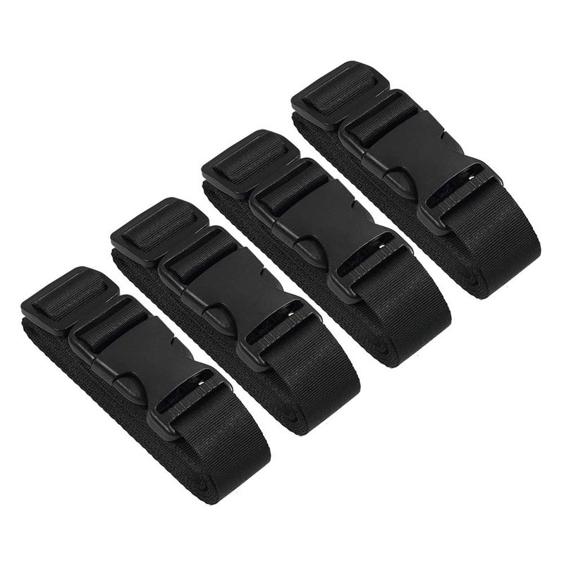 Vigorport Utility Straps with Quick Release Buckle,Nylon Backpack Accessory Sleeping Bag Strap,1.25"*72" Adjustable for Hiking,Travel,Outdoor Sports-4 Pack(Black) - Image 1