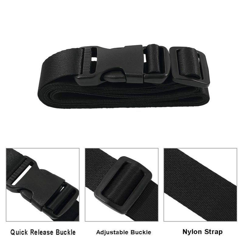 Vigorport Utility Straps with Quick Release Buckle,Nylon Backpack Accessory Sleeping Bag Strap,1.25"*72" Adjustable for Hiking,Travel,Outdoor Sports-4 Pack(Black) - Image 2