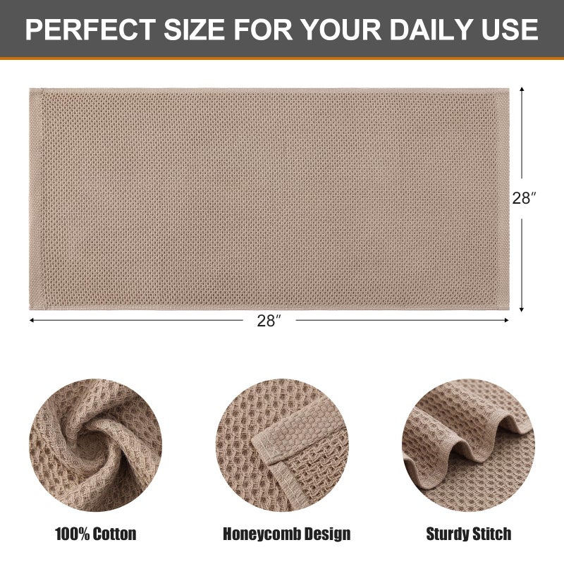 Kitinjoy 100% Cotton Waffle Weave Kitchen Towels  6-Pack Super Soft and Absorbent Kitchen Dish Towels for Drying Dishes  Kitchen Hand Towels  13 in x 28 in  Tan - Image 2