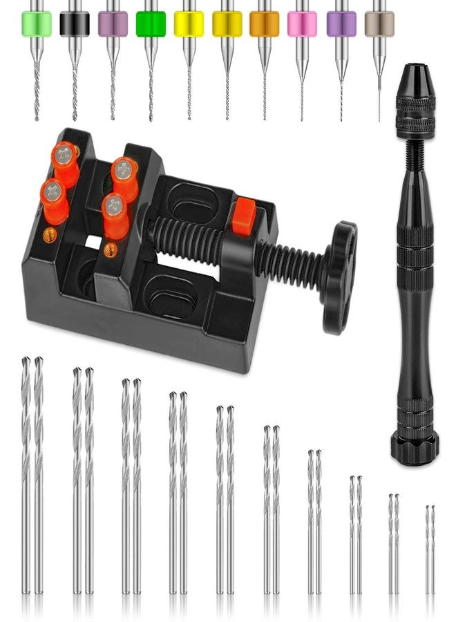Hakkin 32 Pcs Pin Vise Hand Drill for Jewelry Making, Mini Manual Drill Kit - 0.8-3.0mm HSS Micro Twist Drill, Pin Vise, Carving Clamp and PCB Drills, for Resin, Wood, Plastic - Image 1