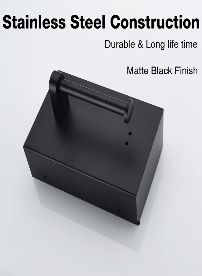 TRUSTMI Toilet Paper Holder with Storage Shelf Phone Standing Tisuse Box Cover Square Bathroom Wet Wipe Facial Organizer Wall Mounted, Matte Black - Image 4