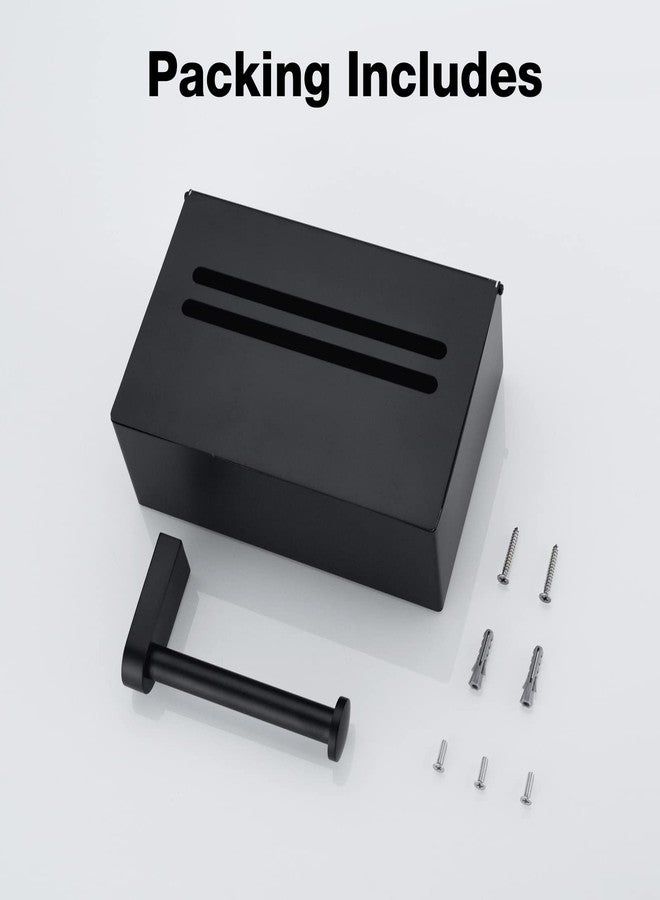TRUSTMI Toilet Paper Holder with Storage Shelf Phone Standing Tisuse Box Cover Square Bathroom Wet Wipe Facial Organizer Wall Mounted, Matte Black - Image 5