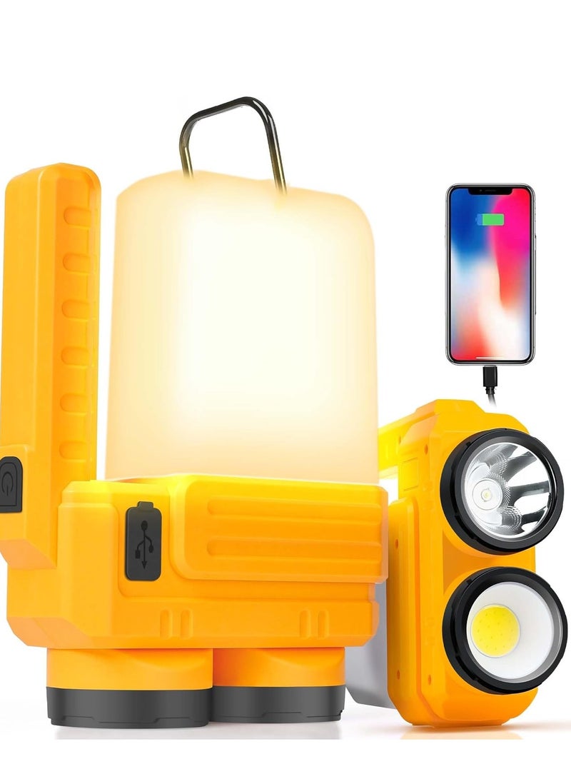 Rechargeable LED Camping Lantern, Dimmable Lantern Flashlight with Hook, Waterproof Spotlight for Hurricane Emergency, Outdoor, Hiking and Home, USB Cable Included - Image 1
