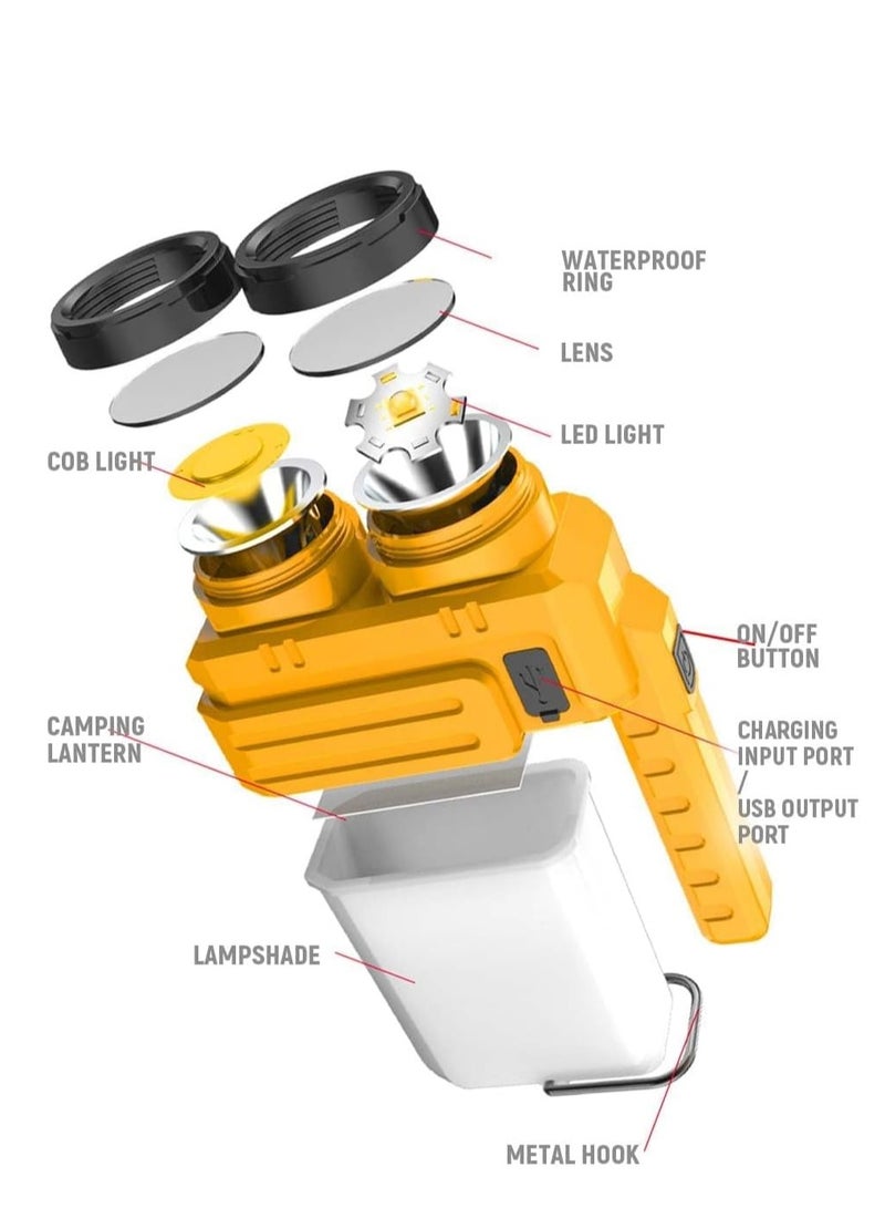 Rechargeable LED Camping Lantern, Dimmable Lantern Flashlight with Hook, Waterproof Spotlight for Hurricane Emergency, Outdoor, Hiking and Home, USB Cable Included - Image 4