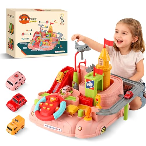 SOSUSHOE Toys for 3 4 5 6 Year Old Boys Girls Toddlers Car Toys Race Car Track Montessori Toy for Toddler 34 Fine Motor Skills STEM Toys Boys  Girls Birthday Gifts Valentine Gifts for Kids - Image 1