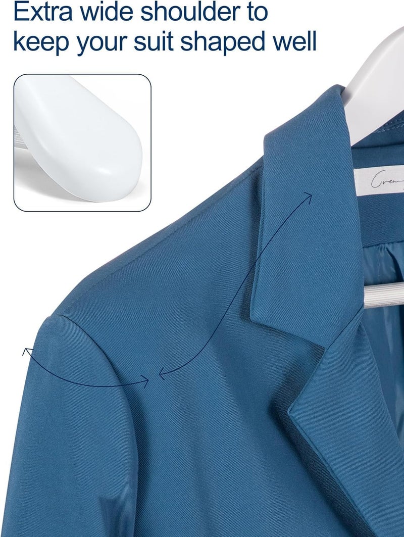 HOUSE DAY 4-Pack High-Grade Solid Wood Coat Hangers for Women, White Wide Shoulder Wooden Hangers, Suit Hangers with Non-Slip Pants Bar, Smooth Finish 360°Swivel Hook for Dress, Heavy Clothes Hangers - Image 5
