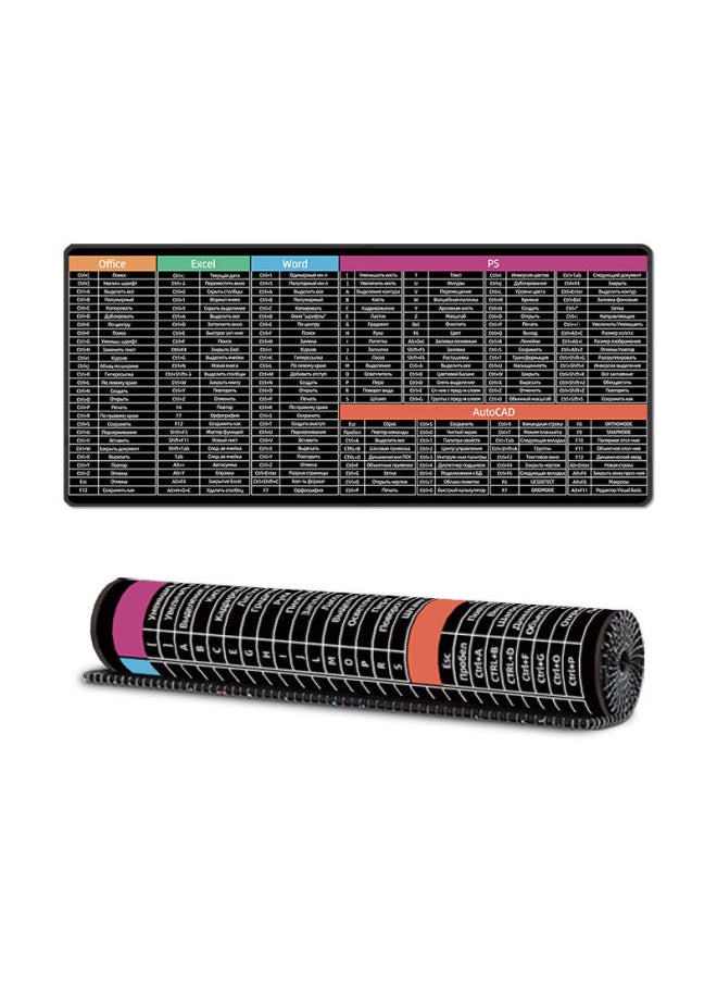 Generic - Multilingual Shortcut Mouse Pad Office Oversized Lock Edge Desktop Non-Slip Computer Mouse Pad For One Generation-Color:300*800*2 Mm-Pattern:Russian [word+excel+office+ps+cad] - Image 1